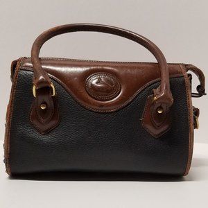Dooney & Bourke Black & Burnt Cedar Leather Satchel - Vintage